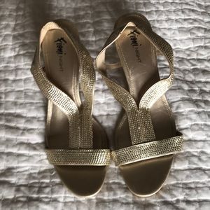 Gold kitten heel shoes